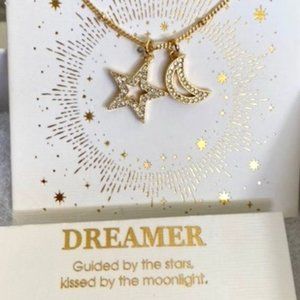 Unwritten Gold Dreamer Moon & Star Pendant